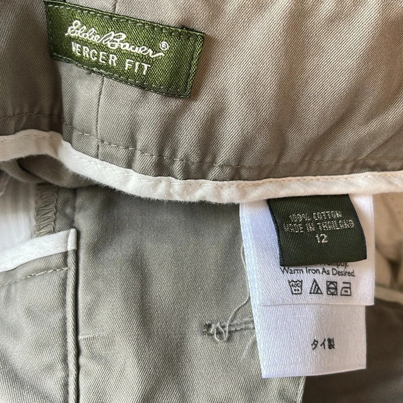EDDIE BAUER Mercer Fit Twill Trousers Khaki Green High Waist Straight Leg 12 - Picture 8 of 11